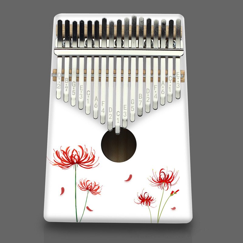 Piano Kalimba de 17 tonos para principiantes, instrumento Musical pintado en blanco, con sonido bonito y , Piano de caja de resonancia: F12