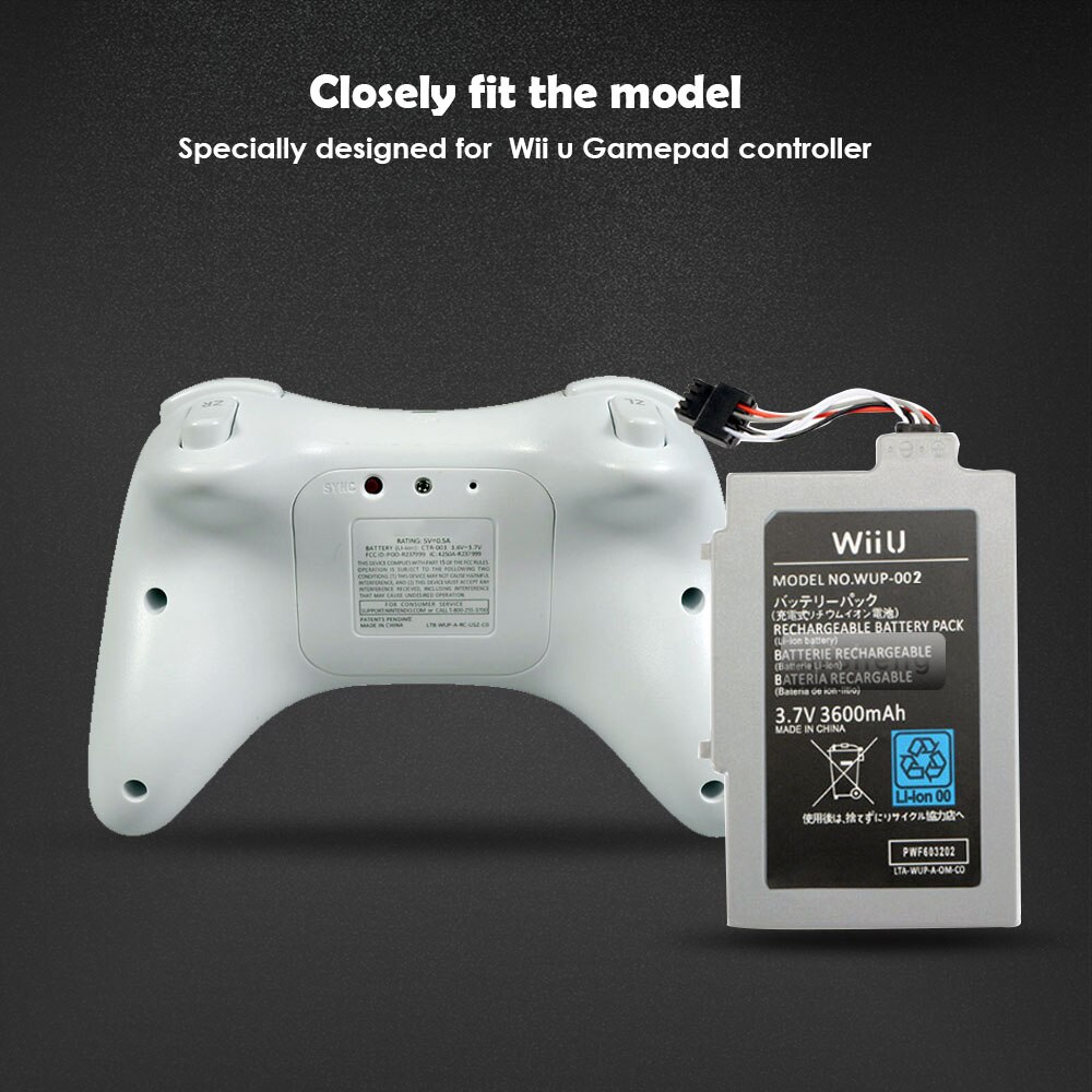 3,7 V 3600mAh Lithium Li-Ion Akku für Nintendo Wii U Wii-U Wiiu Controller Joystick Gamepad batterie