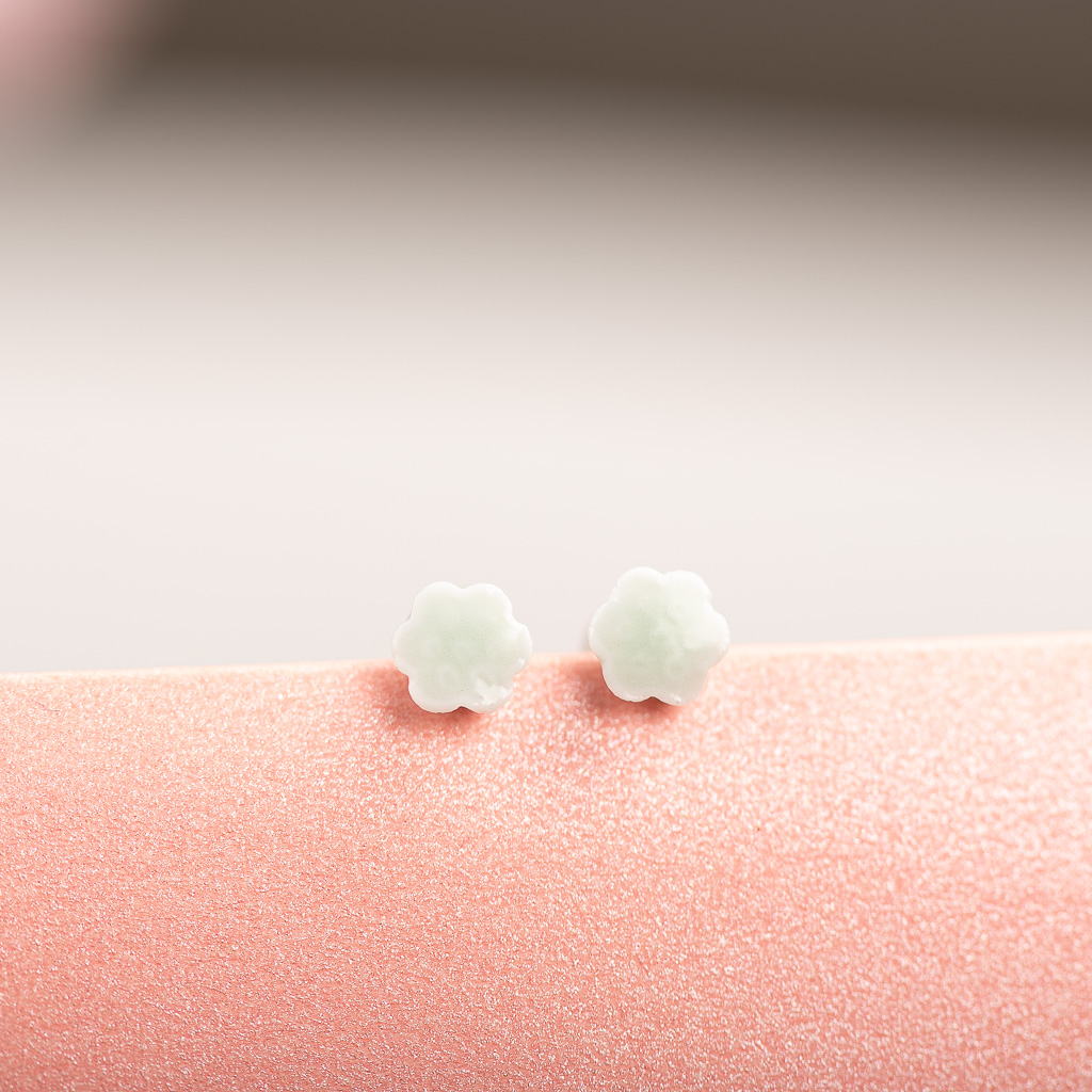 Delicate Flower Multicolor Ceramic Earrings Ear Studs Jewelry For Women Girl #LY125: Light Yellow Gold Color