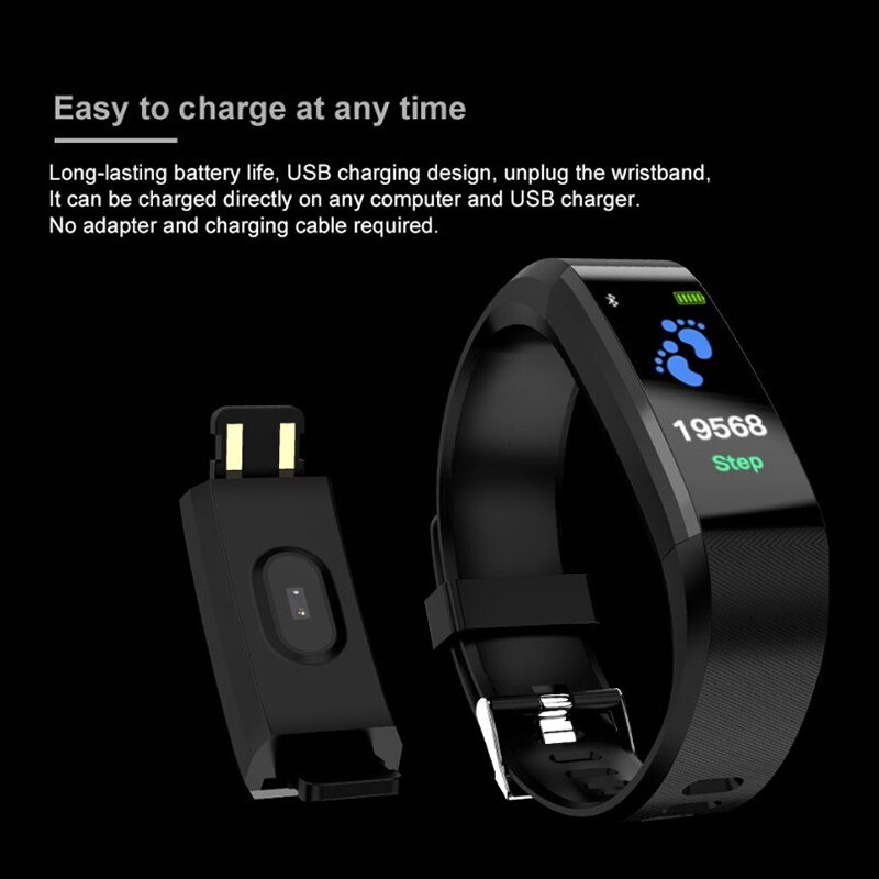 116 Plus Smart Watch Bluetooth Heart Rate Blood Pressure Monitor Fitness Tracker OTA Upgrade Support Waterproof IP67 Zwift