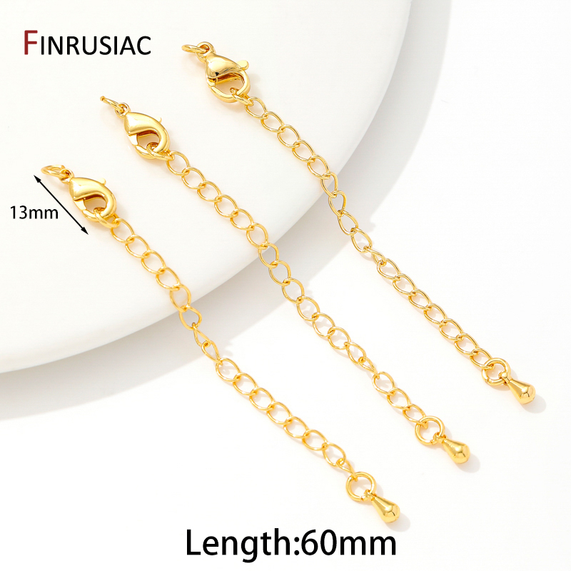 Cadenas de extensión de latón chapado en oro de 18 quilates con cierres de langosta, conector de eslabones, cola de collar, suministros de accesorios de pulsera DIY: 3 XL / Rosa