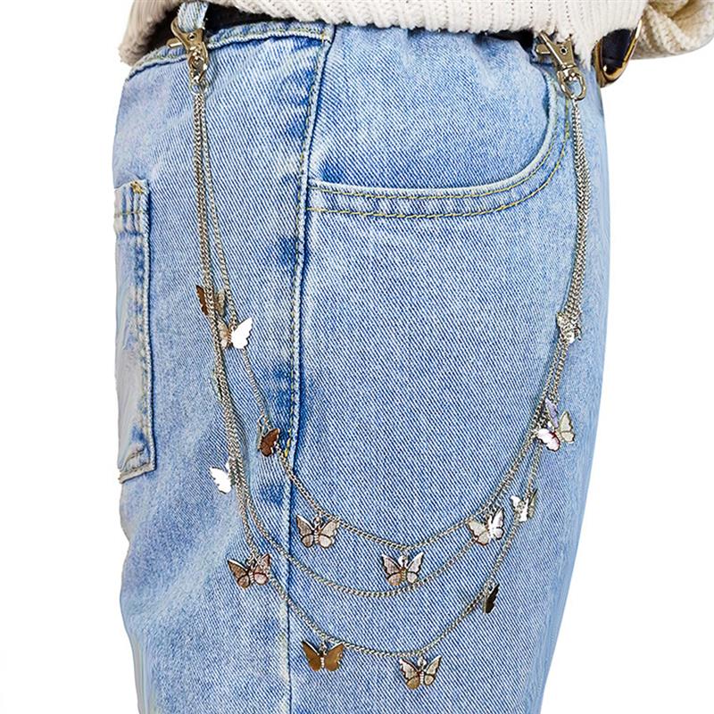 Vrouwen Broek Ketting Vlinder Mode Decoratieve Multi Layer Taille Keten Broek Ketting Persoonlijkheid Jeans Keten Sleutelhanger