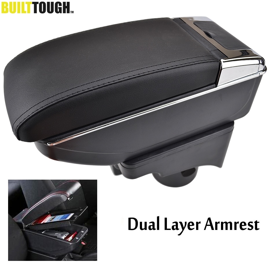 Arm Rest For VW Golf 6 08-13 Mk6 Jetta 5 06-11 Vento Wagon Dual Layer Armrest Center Console Storage Box Cup Holder