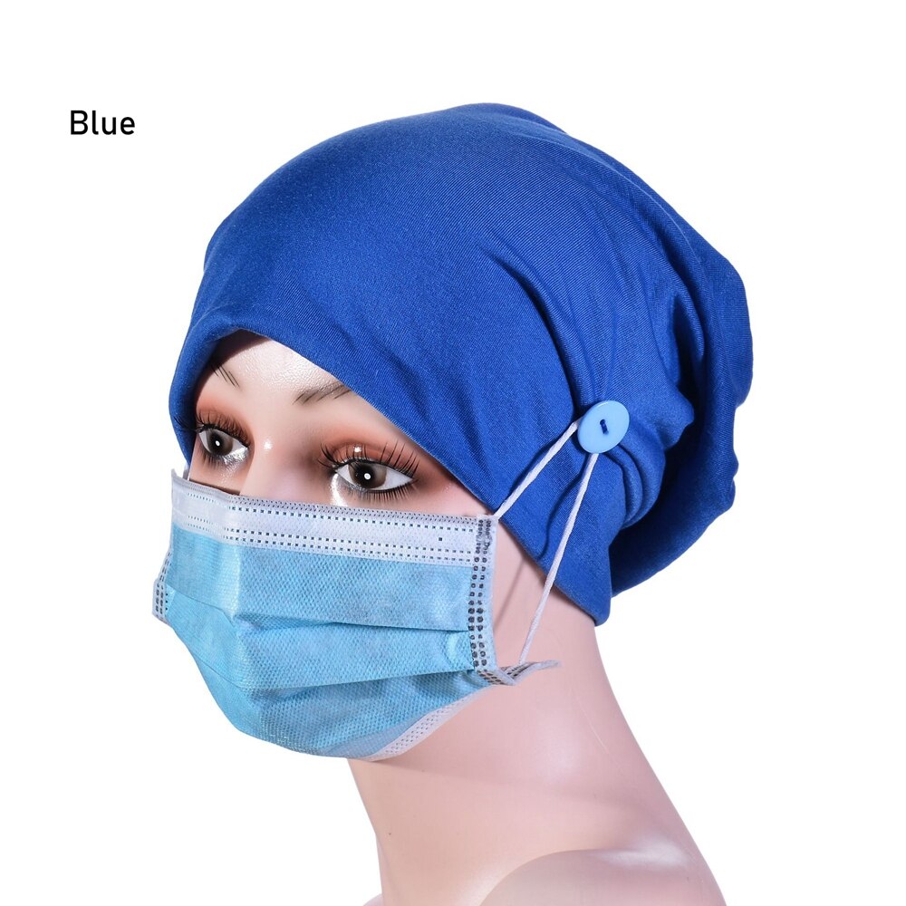 Multicolor sombrero turbante para mujeres de Botón de gorros Hijab interiores de la cabeza bufanda estilo Hijab Underscarf sombrero diadema tubo: Azul