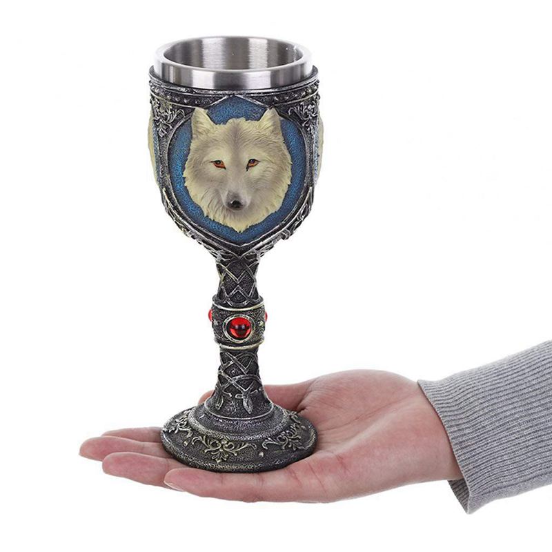 Copa de vino decorativa, Copa gótica de resina con revestimiento de acero inoxidable, tazón taza aislante decorativa para Halloween, Carnaval, Carnaval, P