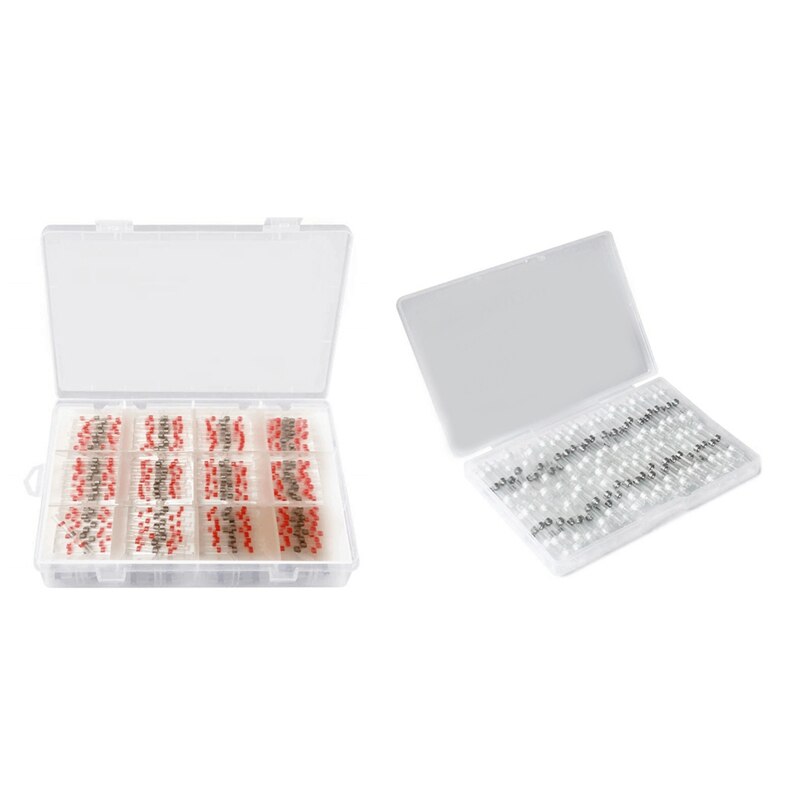 200PCS 22-18 AWG Red /200PCS 26-24 AWG White Solder Seal Wire Connectors , Heat Shrink Butt Connectors: Default Title