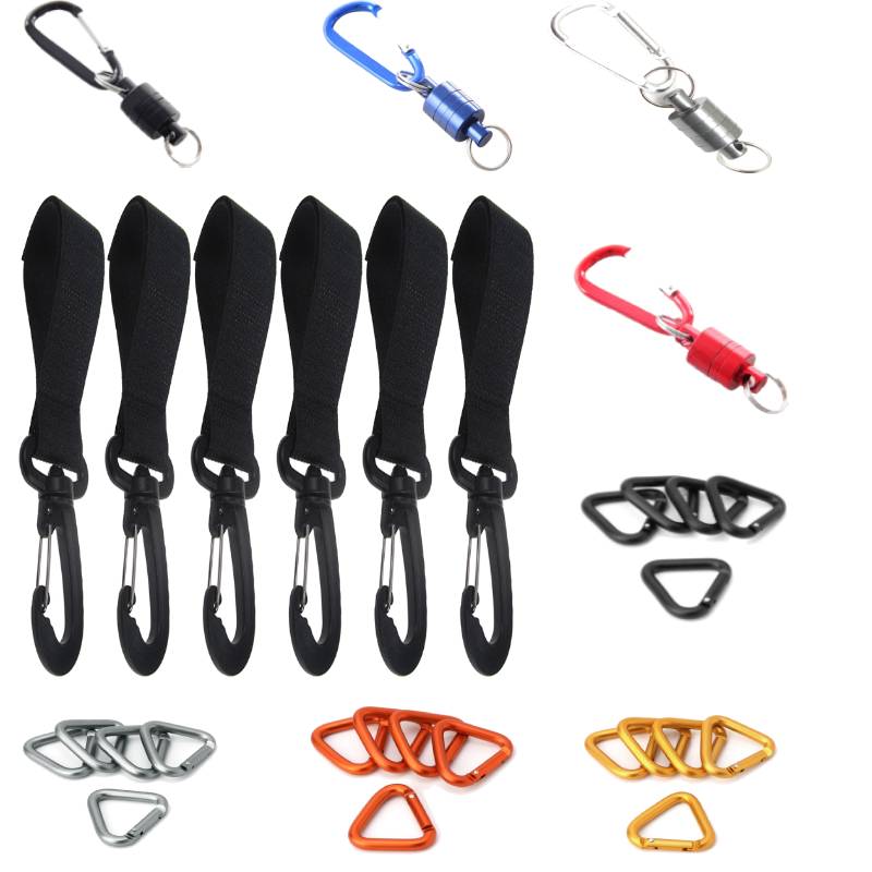 2022 6× Kayak Marine Boat Paddle Oar Clips Fishing Rod Holder Surfing Paddle Buckle Or 1/5pc Double Hooks Triangle Carabiner