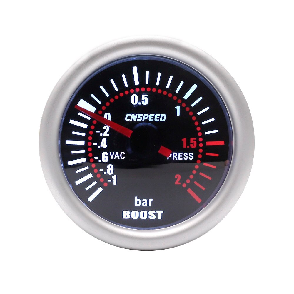 Automobile turbine pressure gauge -1~2bar 52mm 12V automobile booster meter LED red automobile tachometer