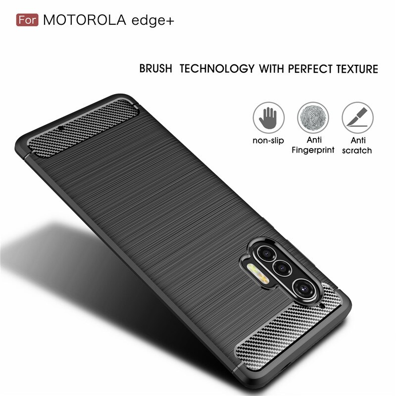 Armor Phone Cases For Motorola Edge Plus Case + Tempered Glass Soft Gel Skin Protection Carbon Fiber Moto Edge Silicon Covers