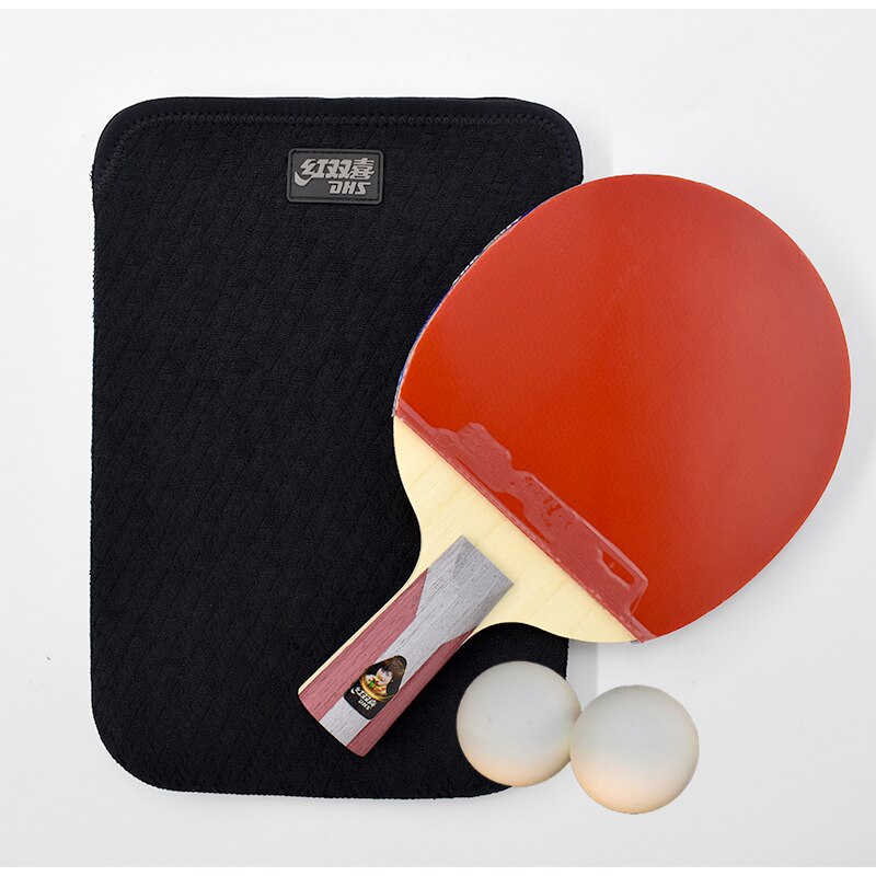 Conjunto de raqueta de tenis de mesa DHS 5 estrellas juego Ping Pong mango largo mango corto con funda + 2 bolas: short handle-5006