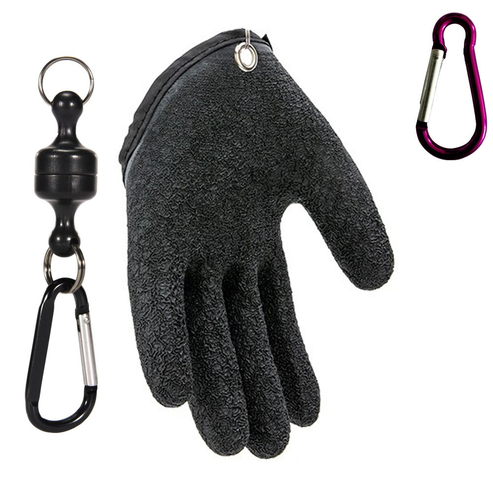 Vissershandschoenen Vangen Vis Antislip Duurzaam Gebreid Lange Vinger Waterdicht Werk Snijbestendige Sluiting Links Rechts Kleding Bescherm Handschoen: Donkergrijs