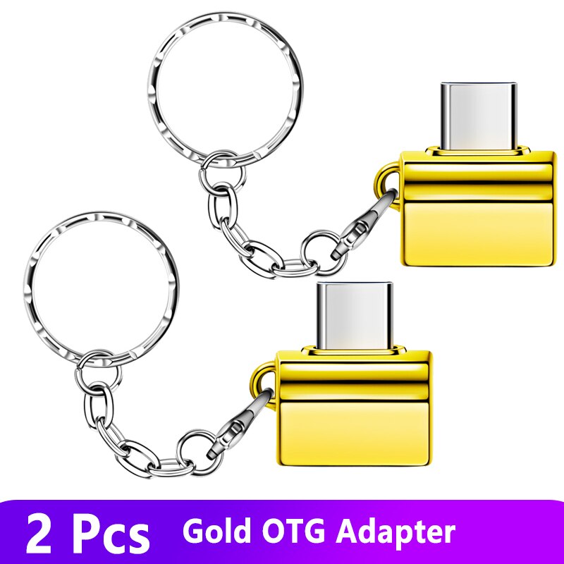 ANMONE USB Typ C OTG Adapter Typ-C Zu USB Konverter für USB C PD Ladegerät Maus tastatur Blitz disk Tragbare Schlüsselbund OTG Stecker: 2Stck Gold Stecker