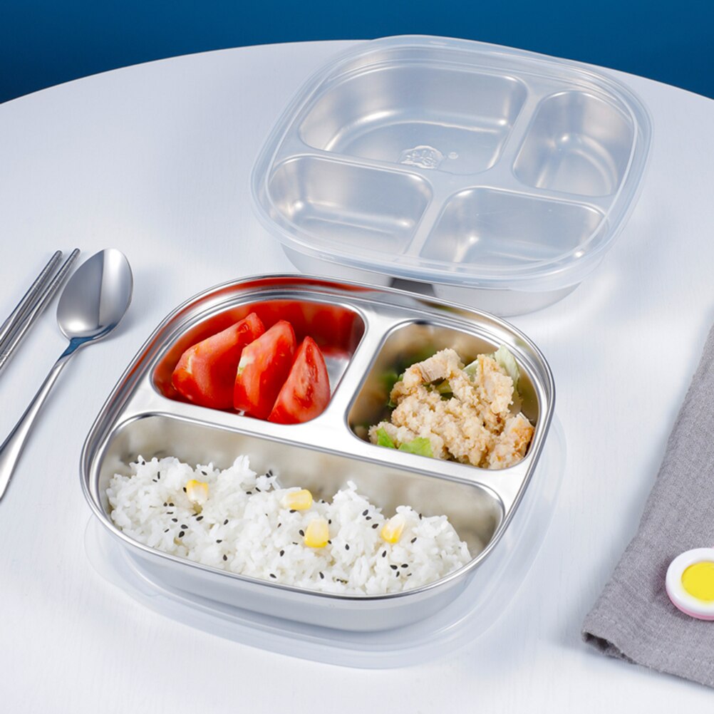 Multi-grid Food Plate Anti-falling Food Plate Canteen Tray for Home