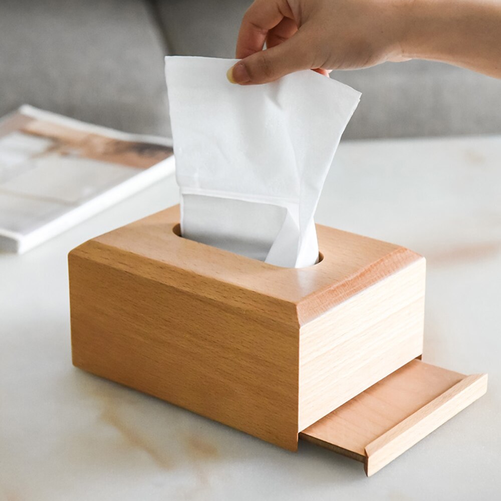 Nordisk træ vævskasse badeværelse bord tissue taske beholder håndklæde serviet væv holder