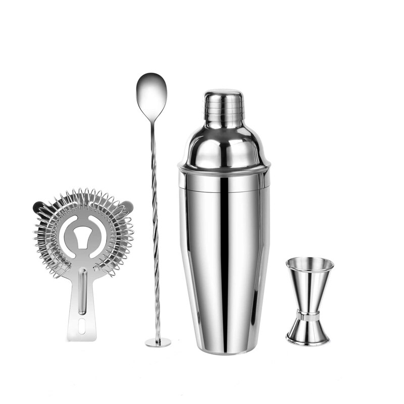 550ml Cocktail Shaker Bar Set con Accessori-Martini Kit con Misurazione Jigger, Cucchiaio di Miscelazione, muddler e Liquore Versatori: 4pcs