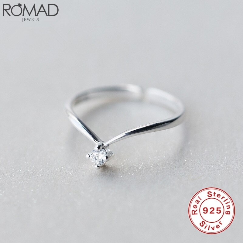 925 anillos de plata esterlina de compromiso para mujer, anillo de boda ajustable, anillo de oro rosa, anillo de compromiso para chica, anillos delicados R5: shape 3