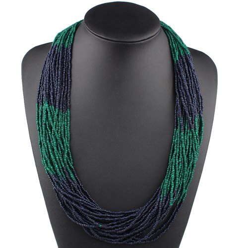 Claire jin håndlavede små perler streng farverig boheme halskæde kvinder choker flerlags halskæder vintage smykker: Mørkegrøn