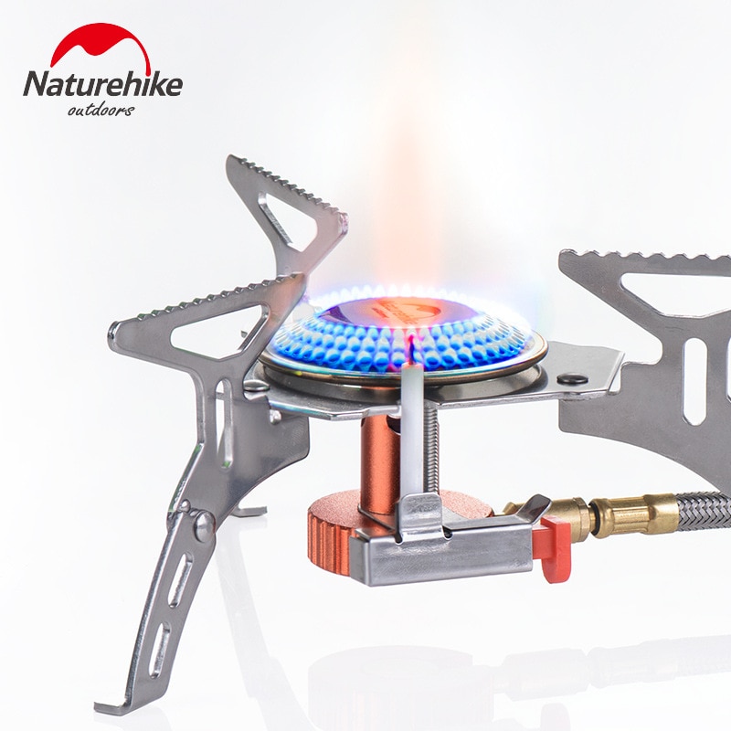 Naturehike Split Outdoor Burner Stove Collapsible Camping Kitchen Cylinder Propane Grill Gas Picnic Wind shield Camping Pot