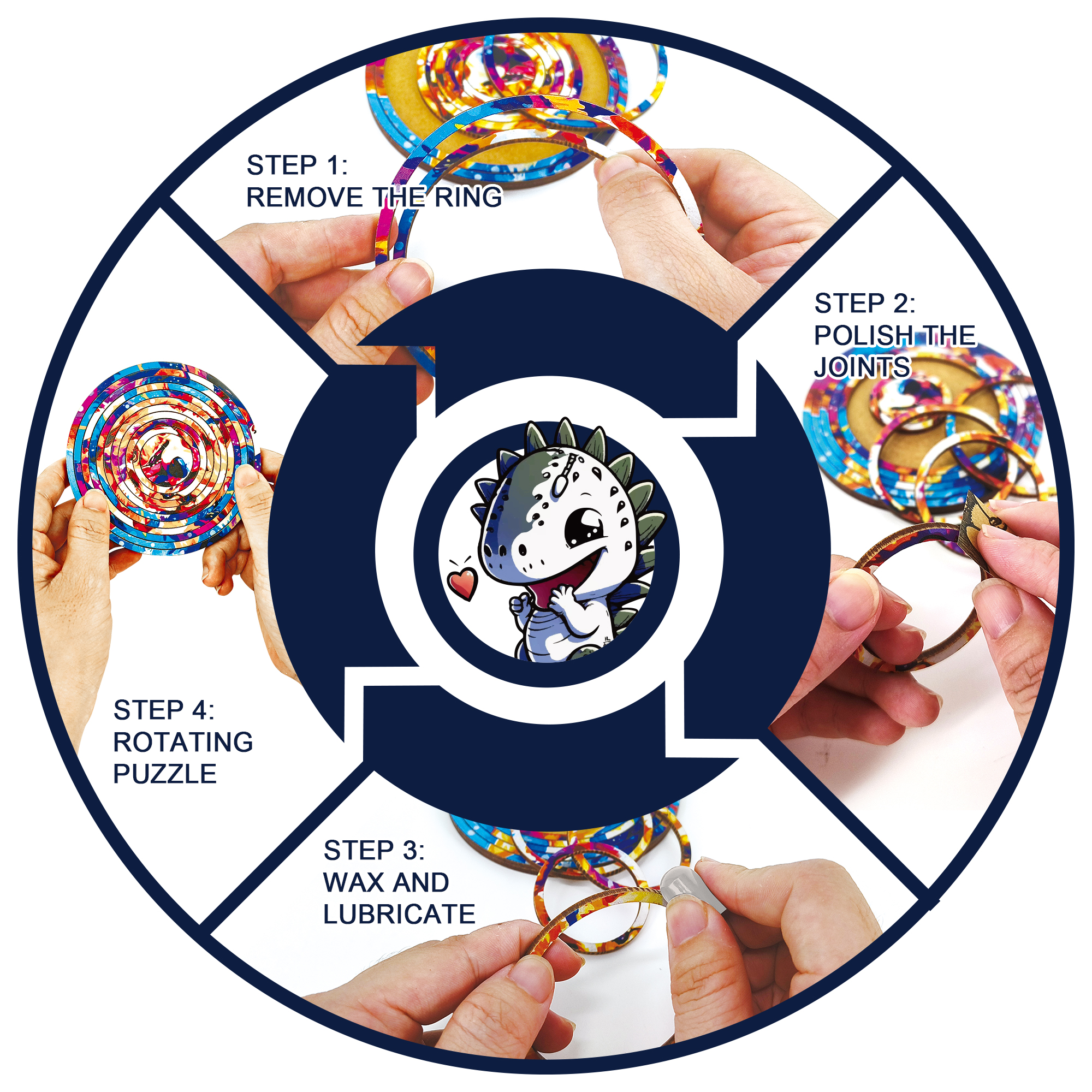 Decompression Irregular Rotate Jigsaw Puzzle Color Animal Rotating Puzzle Puzzle Montessori Toy Children's Birthday