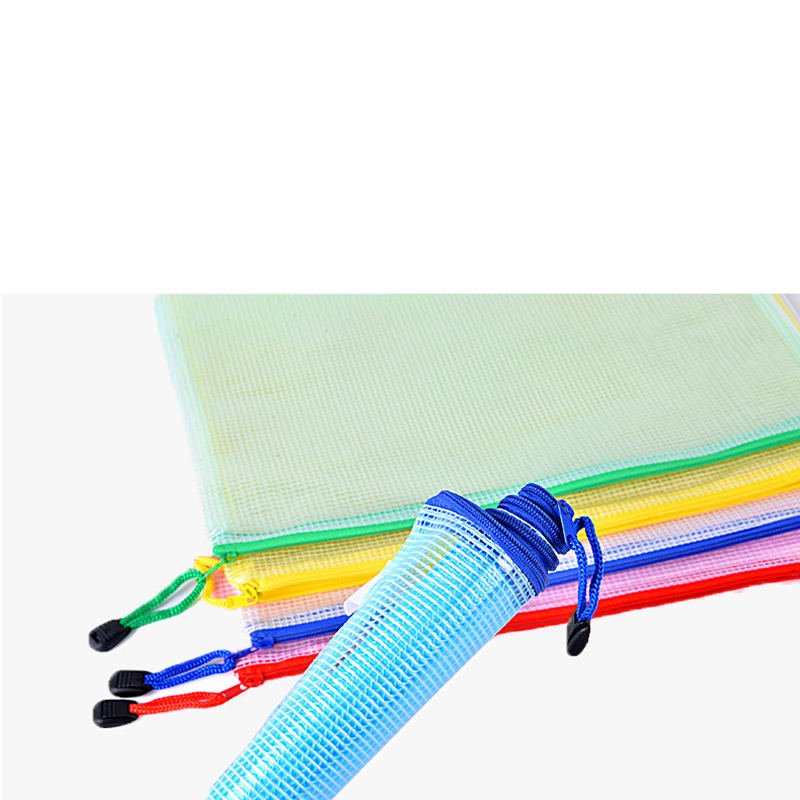 6Pcs A3 A4 A5 A6 Waterproof Plastic Zipper Paper File Folder Book Pencil Pen Case Bag File Document Bags Office Student Supply