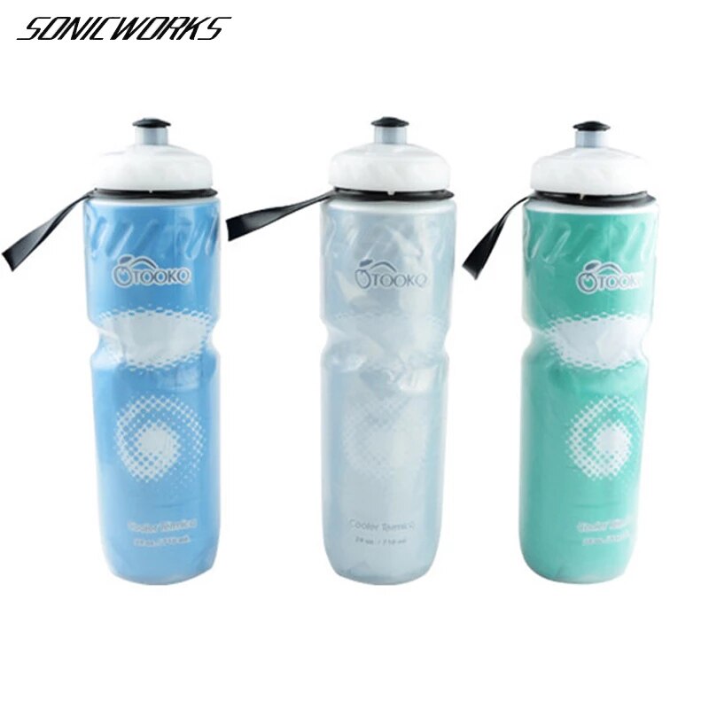 Botella de agua a presión para deportes al aire libre, accesorio de plástico para mantener el agua fría, aislamiento de doble capa, U0001