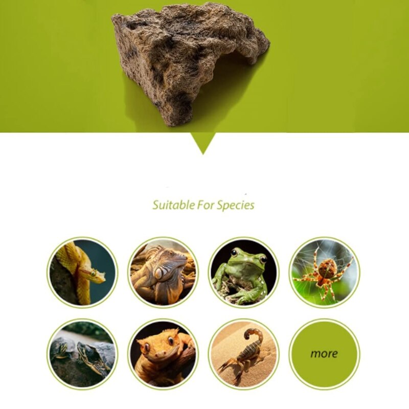 517E Fish Hiding Rock Cave Aquarium Turtle Reptile Basking Hide Habitat Shelter Decorations Lizard Snake Terrarium Ornament