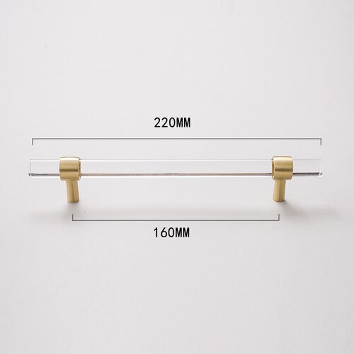 Poignée de porte en acrylique transparente, boutons pour armoire, commode, meuble de luxe, salle de bain, cuisine: Acrylic L220mm 160mm