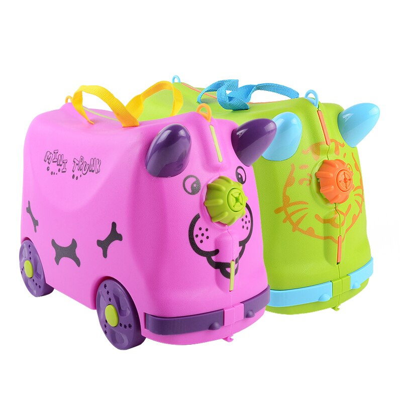 voyage bagages poussette multicolore animaux modélisation valises enfants étui rigide valise blanc vert enfant boîte de rangement