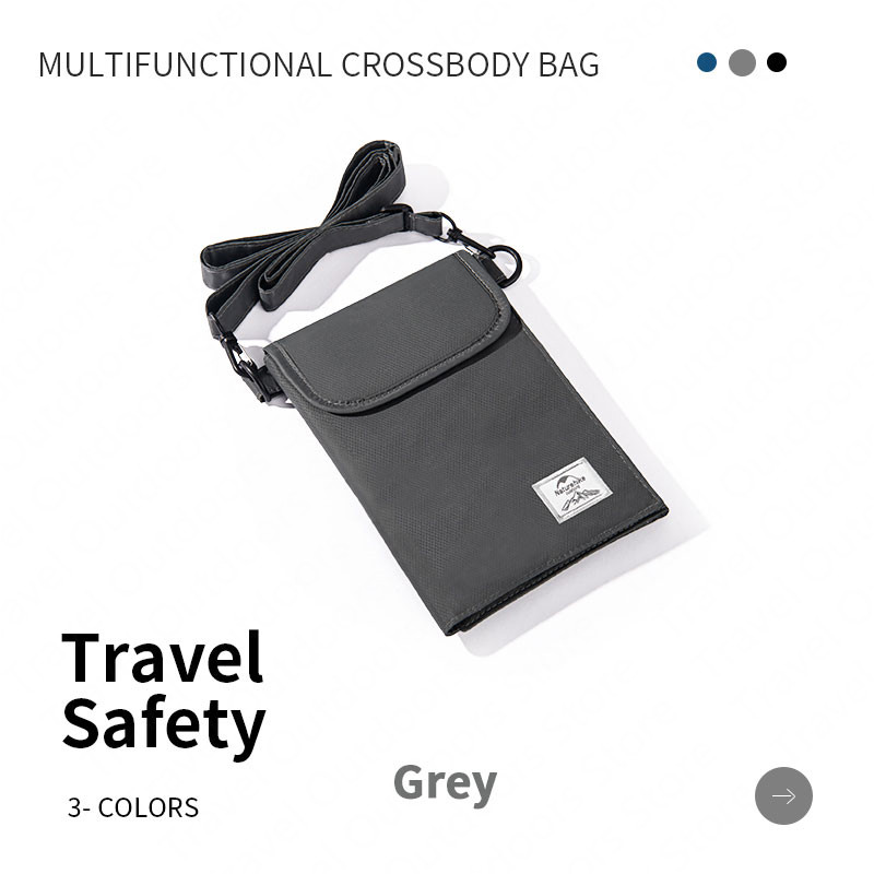 Naturehike Ultralight Outdoor RFID Blocking Anti Theft Travel Bag Multifunctional Wallet Bag Business Passport Ticket Card Waist: Grey