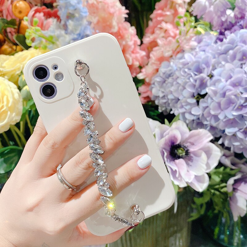 Luxe Strass Diamanten Ketting Armband Case Voor Iphone 12 12Pro Max 11 11Pro X Xs Max SE2020 Xr 7 8 plus Zachte Siliconen Case