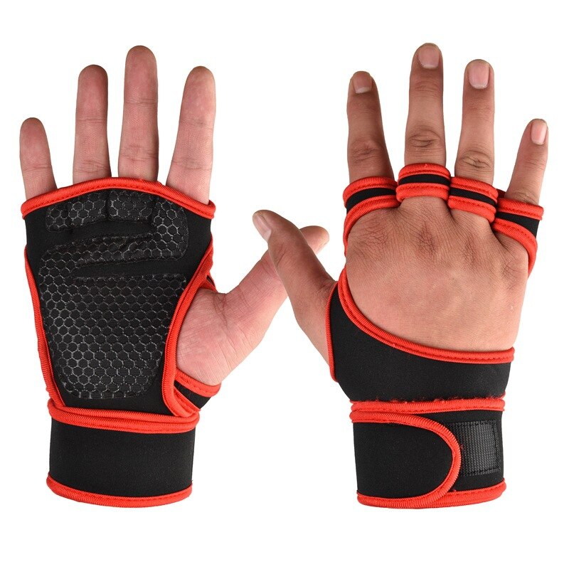 1Pair Dumbbells Gloves High Elastic Breathable Anti-Slip Silicone Weightlifting Wristband Grip Bracer Gloves Indoor Sports Glove