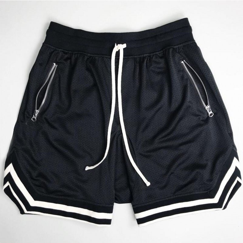 Basketball-sportshorts für herren, 2 in :1 trainingsshorts für fitnessstudio und Fitness, jogginghosen für herren, atmungsaktive kurze Hose für trainieren und Bodybuilding: Schwarz / M