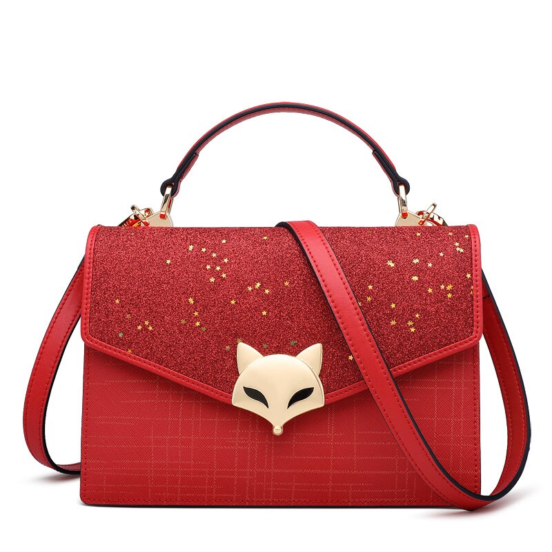 FOXER Frauen Teilt Leder Umhängetaschen FUCHS Pailletten Handtasche Weibliche Blingbling funkeln Shoudler Taschen Geldbörse für Mädchen: 954006F1C