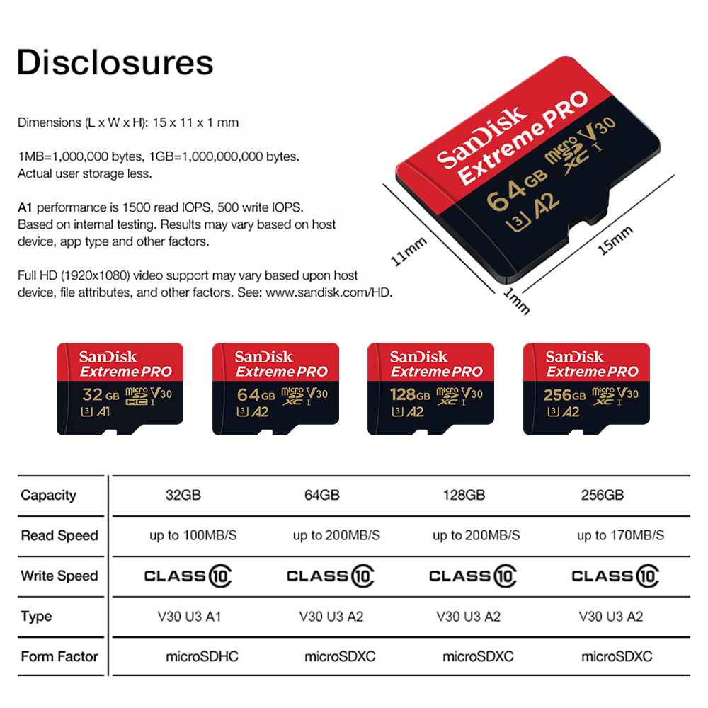 Tarjeta SanDisk Extreme Pro Flash de 128GB, tarjeta Micro SD SDXC UHS-I de 400GB, 256GB, 64GB, U3, V30, adaptador de tarjeta de memoria TF para cámara DJI