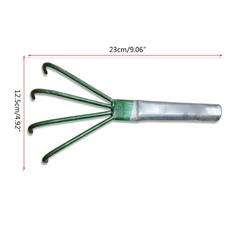 Agricultural Carbon Steel Four-toothed Tines Rake Small Handle Peanut Lawn Leaf Tweezers Garden Tools N11 20