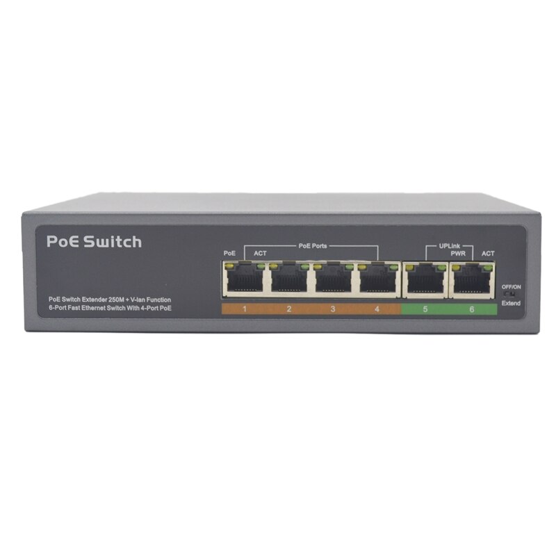 PSE604EX V2.0 Standaard 48V 4 + 2 Port Smart Poe Switch Poe Camera Poe Switch Netwerk Voor Cctv (eu Plug): Default Title