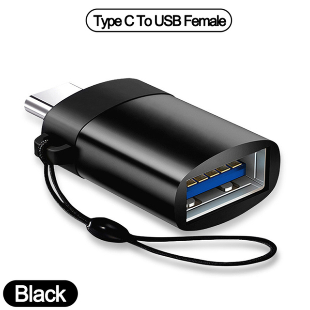 Adaptador tipo C macho a USB 3,0 hembra, convertidor tipo C a Micro USB para MacbookPro, Xiaomi, Huawei, Cable OTG tipo C: Type C-USB black