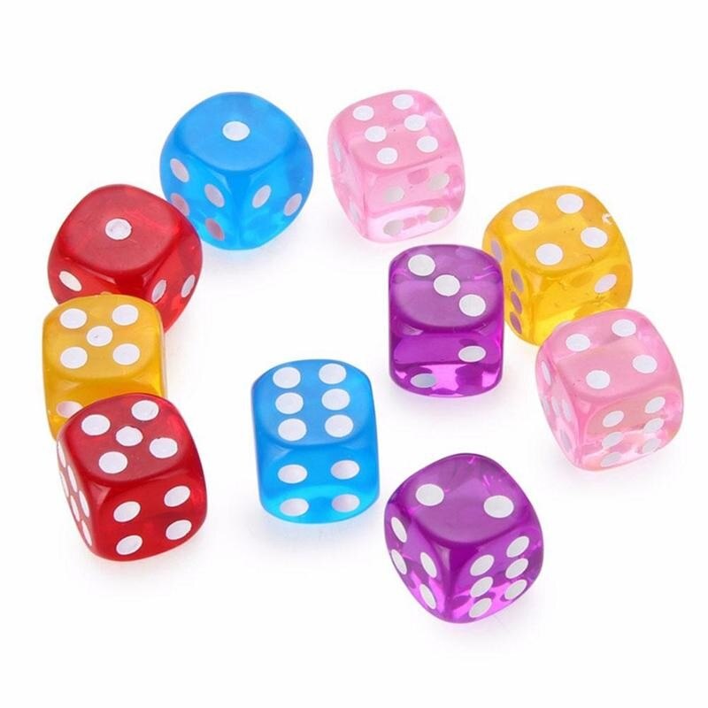 14Mm Kleur Transparant Crystal Dice Familie Bordspel Speelgoed Interactie Game Accessoires E2J4