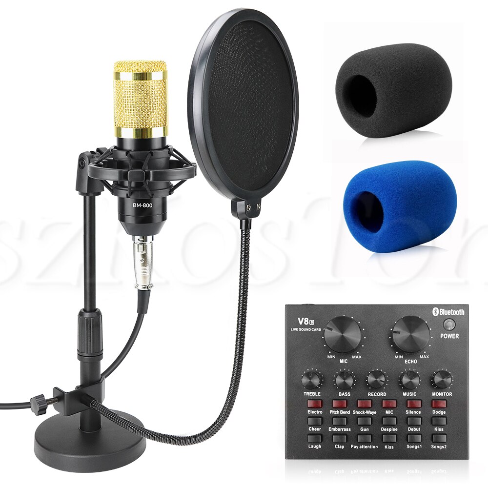 Beruf Tabletop Stehen bm 800 Mikrofon Phantom Energie BM800 Kondensator Mikrofon für PC Computer Aufnahme mikrofon Pop Filter: Klang Karte Bausätze