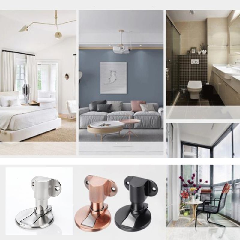 Adjustable Door Holder Alloy Magnetic Door Stopper Non-punch Sticker Water-proof L4MB