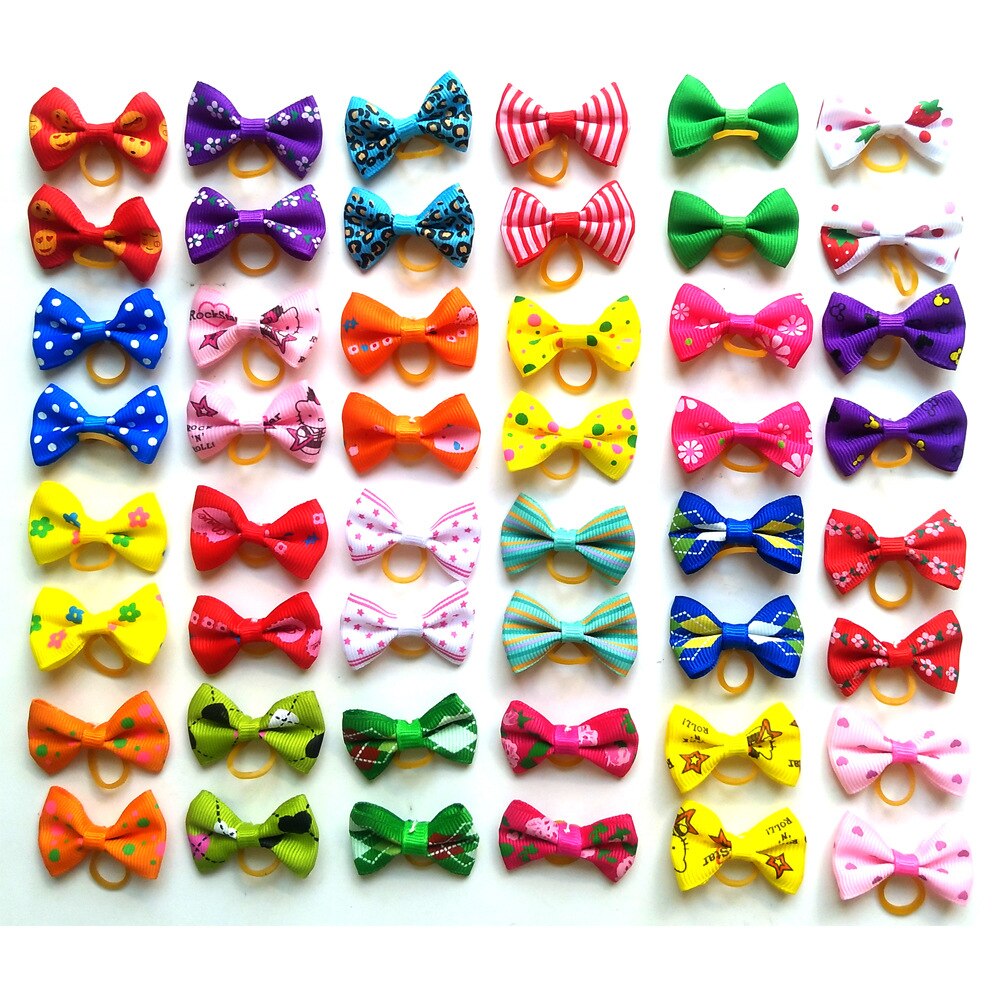 30pcs 4 Styles Pet Bows Dog Hair Bows for Puppy Hair Accessories Grooming Bows Rubber Bands Dog Bows Pet Supplies Dog Supplies: Style D
