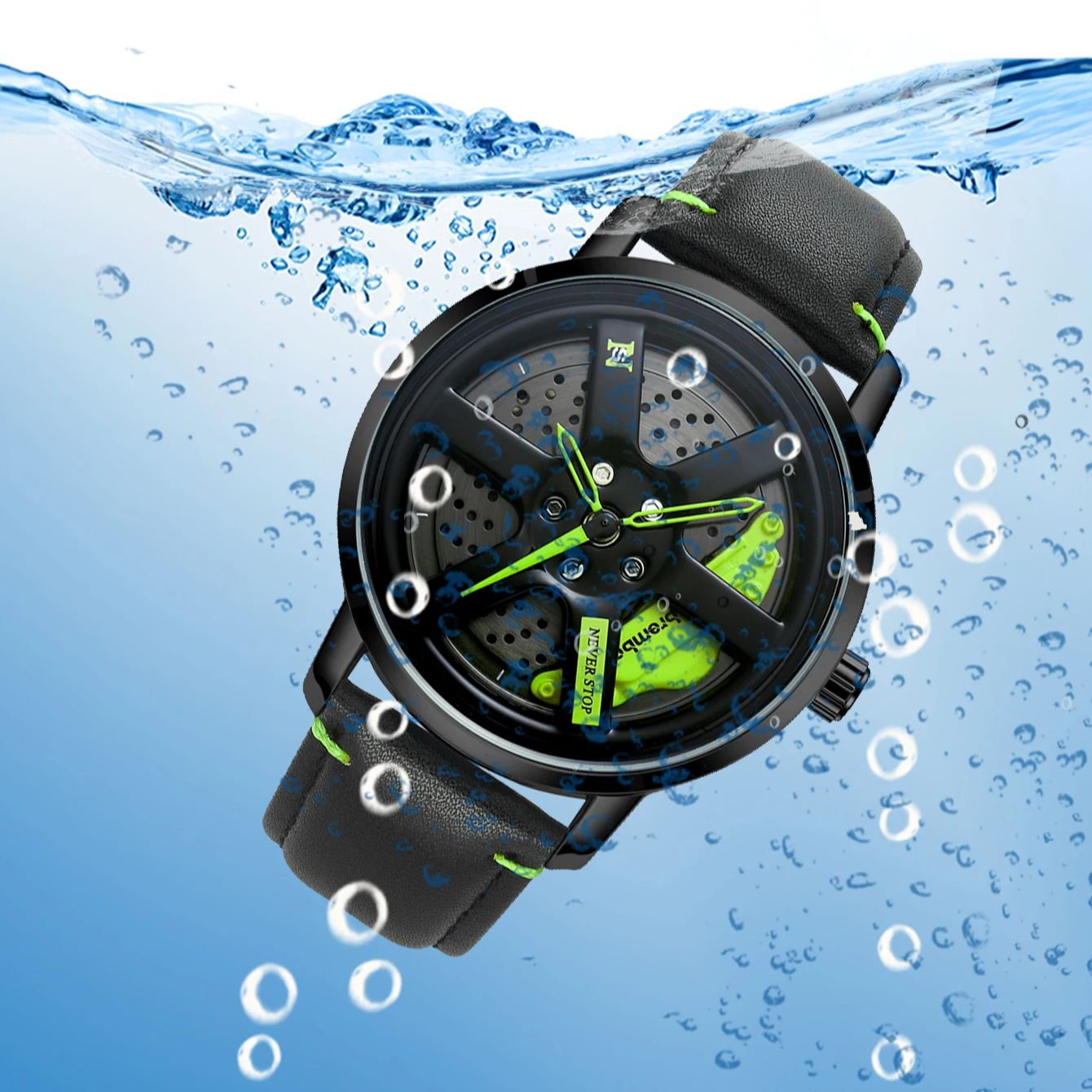 Reloj con cubo de rueda de coche NS para hombre, reloj deportivo minimalista a la , reloj de cuarzo informal de cuero con calendario