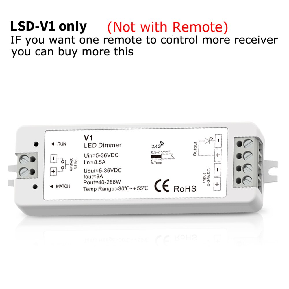 Dc12-24v v3 rgb-kontroller  v1 v2 enfarge cct led dimmer 12v 2.4g rf roterende panel led dimmer for 1 2 3 ch led stripelys: Bare lsd -v1