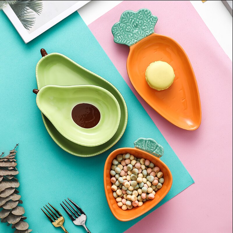 1 stk kæmpe sød avocado form keramisk frugtsalat tallerken snack skål ris suppe skål bordservice forsyninger 6.5 tommer wf
