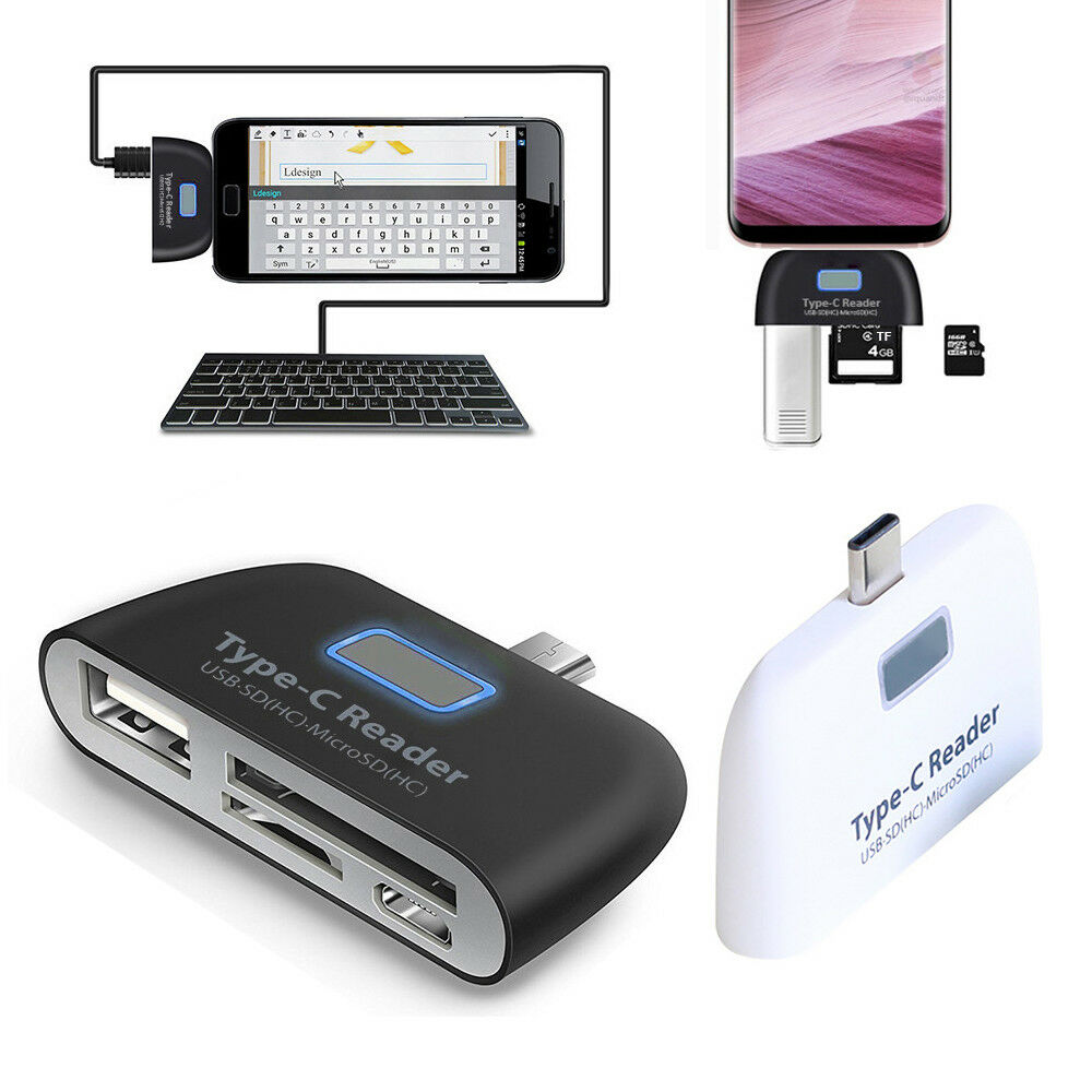 Micro sd hukommelseskortlæser usb  c 3.1 type c til usb 3.0 otg hub adapter