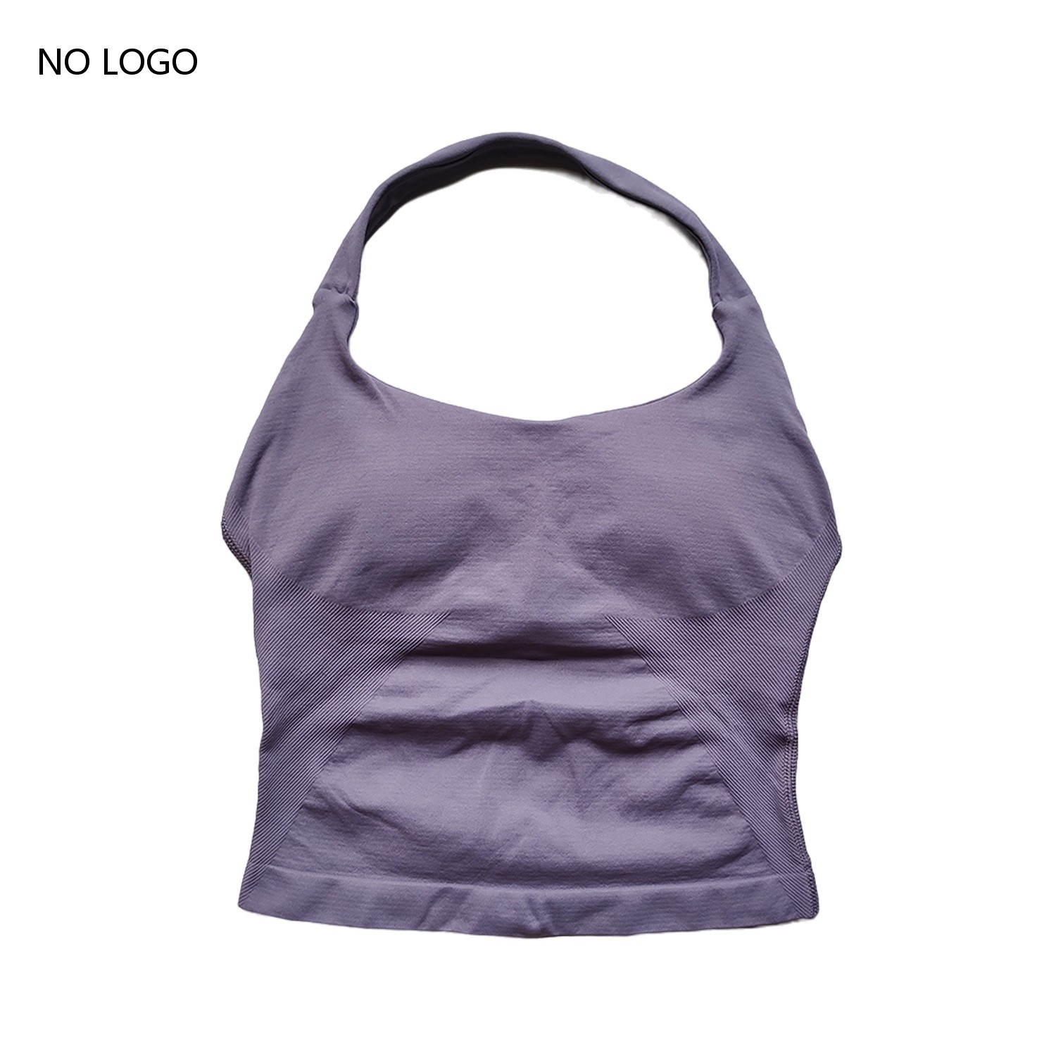 Gymväst med halterneck, rygglösa linnen, push up-material, sport-bh:ar, löparväst, träningstoppar, aktivkläder, yogakläder: L / Guld-