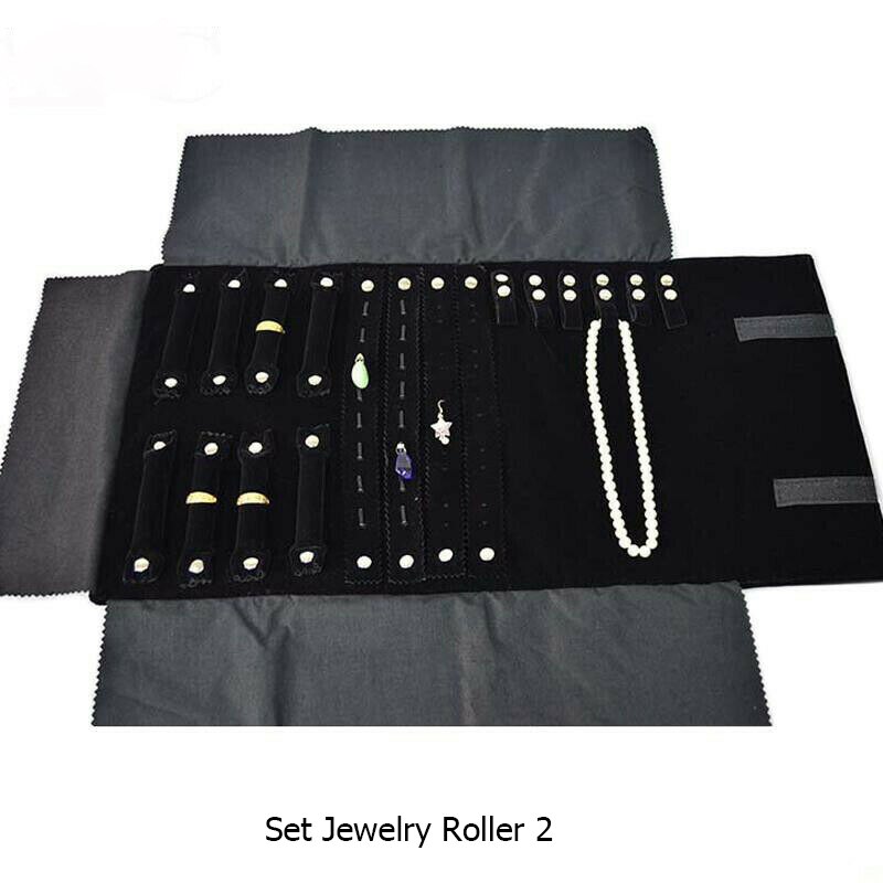 Bolsa de viaje grande portátil para joyas, colgante, collar, cadena, almacenamiento, caja de transporte, reloj, brazalete, anillo, organizador de pendientes: Set Jewelry Roller 2