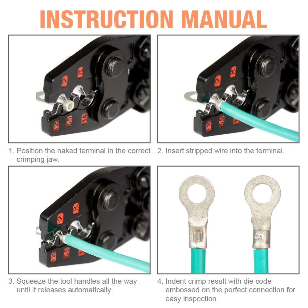 IWISS IWS-16 Ratchet Crimping Tool for Non-Insulated Terminals from AWG 22-6 with Polished Jaw crimping pliers