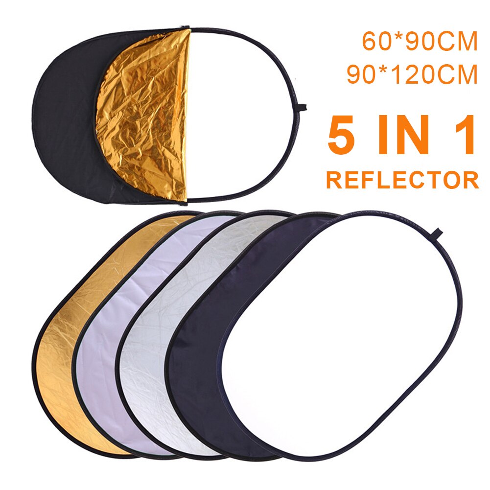 5Pcs Photography Reflector Portable Collapsible Oval Multi-Disc Light Photo Studio Reflector Fotografia Props 90x120cm 60x90cm
