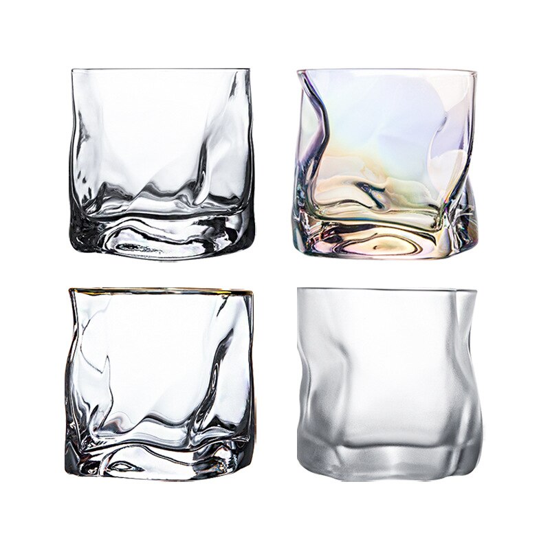 Whisky glas krumme whisky tumbler briller uregelmæssige folder verre vodka kopper personlighed brandy snifters iced whisky rock glas